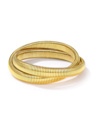 GoldChic Layering Wickelarmbänder Gold Damen Elastisches Armband Edelstahl Stretch Armreif 10mm breit Goldenes Armband Damen Frauen Sommer Armreifen Wasserfest GoldChic Layering Wickelarmbänder Gold Damen Elastisches Armband Edelstahl Stretch Armreif 10mm breit Goldenes Armband Damen Frauen Sommer Armreifen Wasserfest von GOLDCHIC JEWELRY