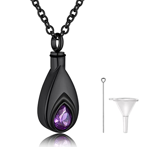 GoldChic Memorial Asche Urnen Halskette Damen Herren Edelstahl Tropfenförmiger Geburtsstein Urnen Amulett Kette 51cm+5cm lang Memorial Urnen Andenken in Schwarz für Freund Paar Familie Haustier GoldChic Memorial Asche Urnen Halskette Damen Herren Edelstahl Tropfenförmiger Geburtsstein Urnen Amulett Kette 51cm+5cm lang Memorial Urnen Andenken in Schwarz für Freund Paar Familie Haustier von GoldChic