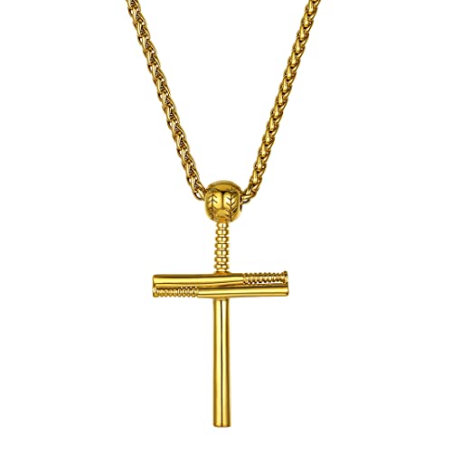 GoldChic Vintage Männer Halskette mit Baseball Charm 18K Vergoldet Herren 3D Baseball Kettenanhänger mit 55cm+5cm Kette für Männer Jungen von GOLDCHIC JEWELRY