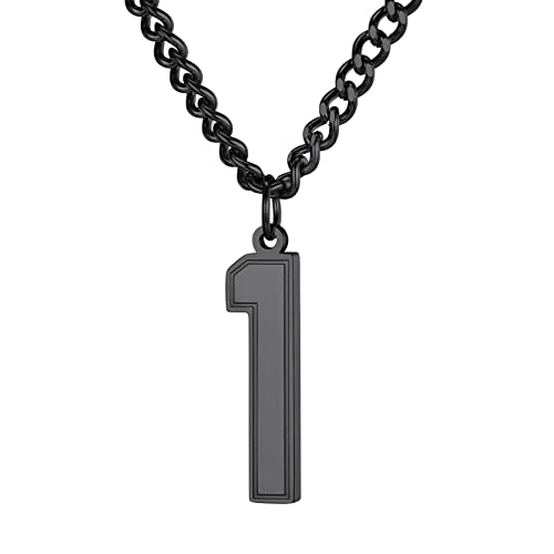 GoldChic Herren Tennis Kette Schwarz Glückliche Nummer 000-999 Anhänger Halskette Hip Hop Sportliche Kette mit Zahlen 1 Charms mit 56cm Halskette von GoldChic