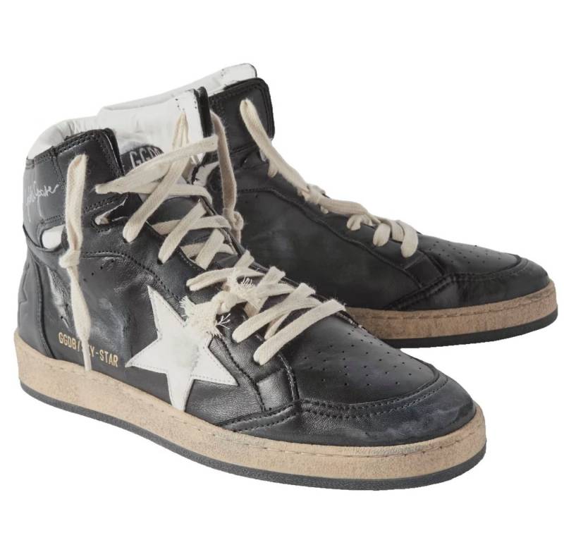 GOLDEN GOOSE Herren Sky-Star High-Top Leder, Distressed Look, Made in Italy Sneaker Made in Italy – höchste Qualität und Handwerkskunst von GOLDEN GOOSE