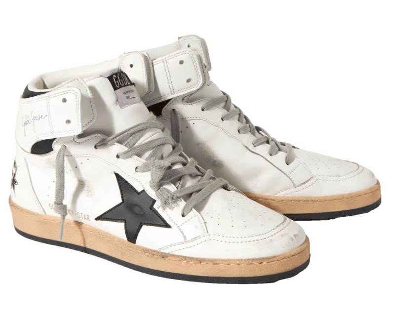 GOLDEN GOOSE Herren Sky-Star High-Top Leder, Distressed Look, Made in Italy Sneaker Made in Italy – höchste Qualität und Handwerkskunst von GOLDEN GOOSE
