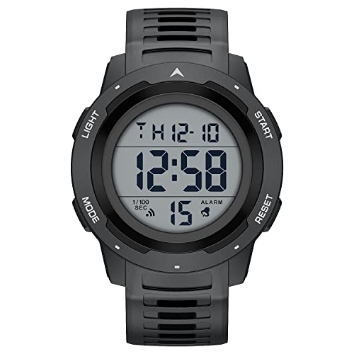 GOLDEN HOUR Uhren Herren Wasserdicht Digital mit Breitem Bildschirm Leicht Ablesbares Display, Militär-Stil, mit Gummi-Armband - Schwarz GOLDEN HOUR Uhren Herren Wasserdicht Digital mit Breitem Bildschirm Leicht Ablesbares Display, Militär-Stil, mit Gummi-Armband - Schwarz von GOLDEN HOUR
