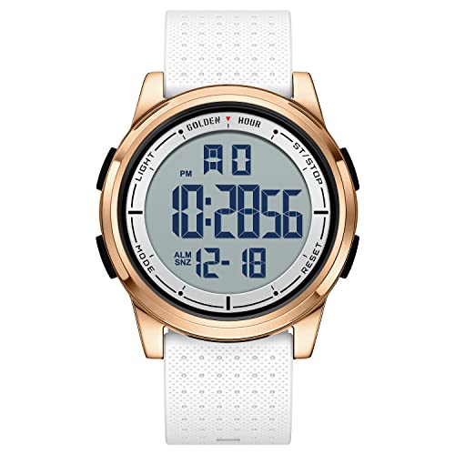 GOLDEN HOUR Ultradünne Minimalistische Sportuhr wasserdichte Digitaluhren Herren mit Weitwinkel-Metallgehäuse Helles Display Gummiband Armbanduhr für Herren Damen von GOLDEN HOUR