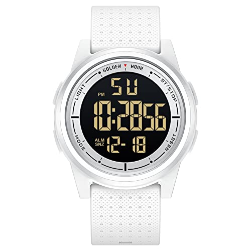 GOLDEN HOUR Sport-Armbanduhr, ultradünn, minimalistisch, wasserdicht, digital, mit Weitwinkel-Display, Gummiband, für Herren und Damen von GOLDEN HOUR