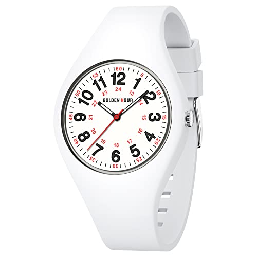 GOLDEN HOUR Armbanduhr Damen wasserdichte Digital Analoge, Unisex-Sportuhren für Uhr Damen Studenten Mädchen Jungs – leuchtende, Leicht Ablesbares Zifferblatt, Silikonarmband Krankenschwester Uhren GOLDEN HOUR Armbanduhr Damen wasserdichte Digital Analoge, Unisex-Sportuhren für Uhr Damen Studenten Mädchen Jungs – leuchtende, Leicht Ablesbares Zifferblatt, Silikonarmband Krankenschwester Uhren von GOLDEN HOUR
