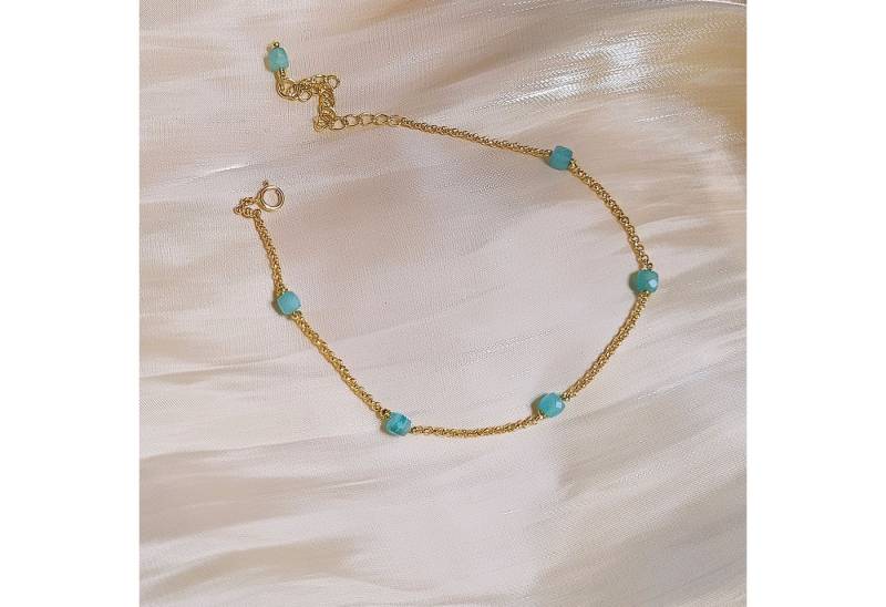 GOLDEN Armband 14 K Gold Armband mit echten Natursteine, zierliche filigrane Armkette von GOLDEN