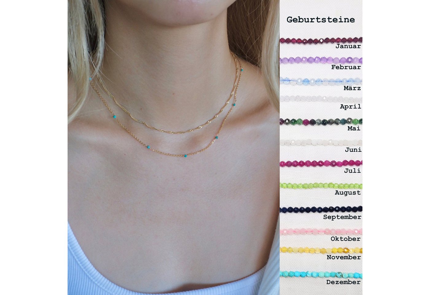 GOLDEN Choker Minimalist Geburtssteine Halskette, 18k Gold filled, Sterling Silber von GOLDEN