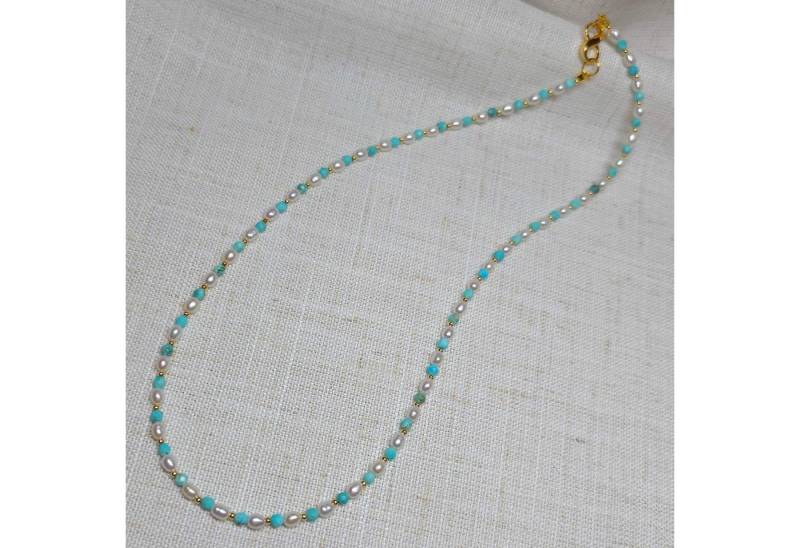 GOLDEN Choker Perlen mit Türkis Choker, Geburtssteine Juni Dezember, Geschenk GOLDEN Choker Perlen mit Türkis Choker, Geburtssteine Juni Dezember, Geschenk von GOLDEN