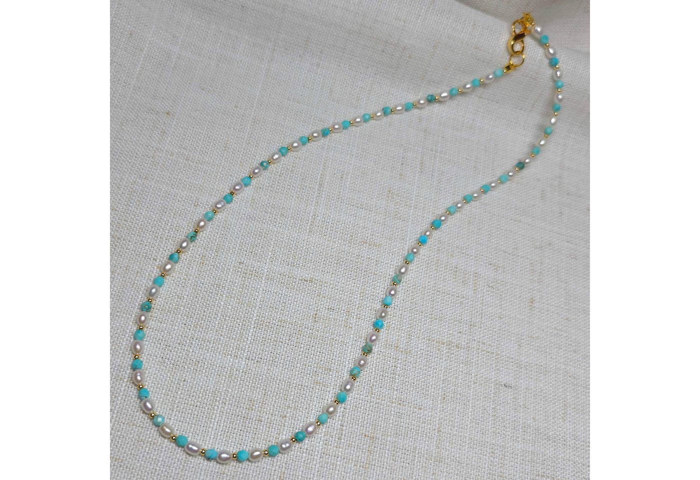 GOLDEN Choker Perlen mit Türkis Choker, Geburtssteine Juni Dezember, Geschenk GOLDEN Choker Perlen mit Türkis Choker, Geburtssteine Juni Dezember, Geschenk von GOLDEN