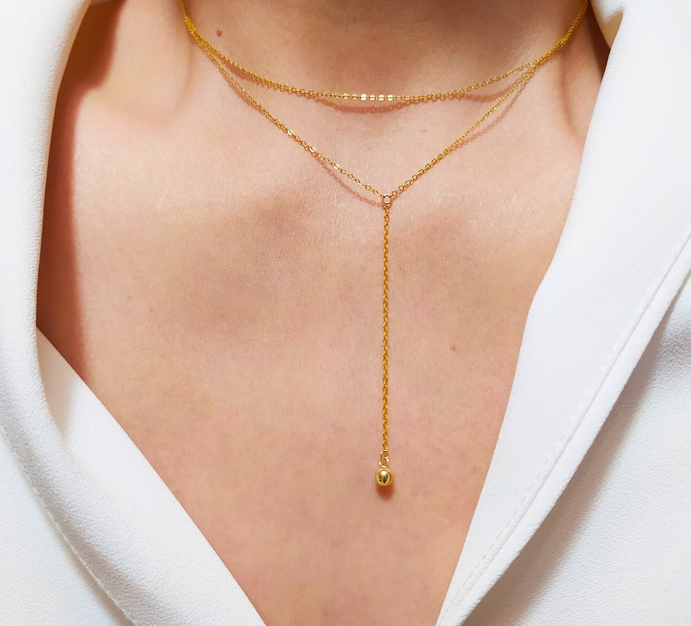 GOLDEN Kette mit Anhänger Goldkette mit Kugel Anhänger, Silber Kugel Halskette, Geschenk für sie von GOLDEN