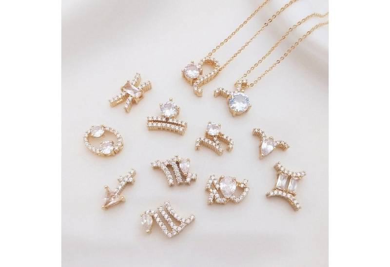 GOLDEN Kette mit Anhänger Sternzeichen Anhänger & Halskette, Diamant Horoskop Charm Kette, 18 K von GOLDEN