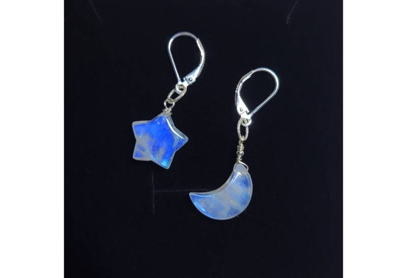 GOLDEN Paar Creolen Mondstein Ohrringe, Juni Geburtsstein Schmuck, himmlische Ohrringe GOLDEN Paar Creolen Mondstein Ohrringe, Juni Geburtsstein Schmuck, himmlische Ohrringe von GOLDEN