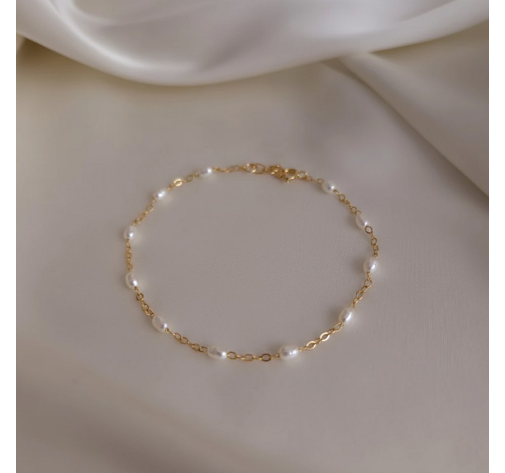 GOLDEN Perlenarmband 14K Gold gefüllt mit Süßwasserperlen Armband, zierliches Goldarmband von GOLDEN