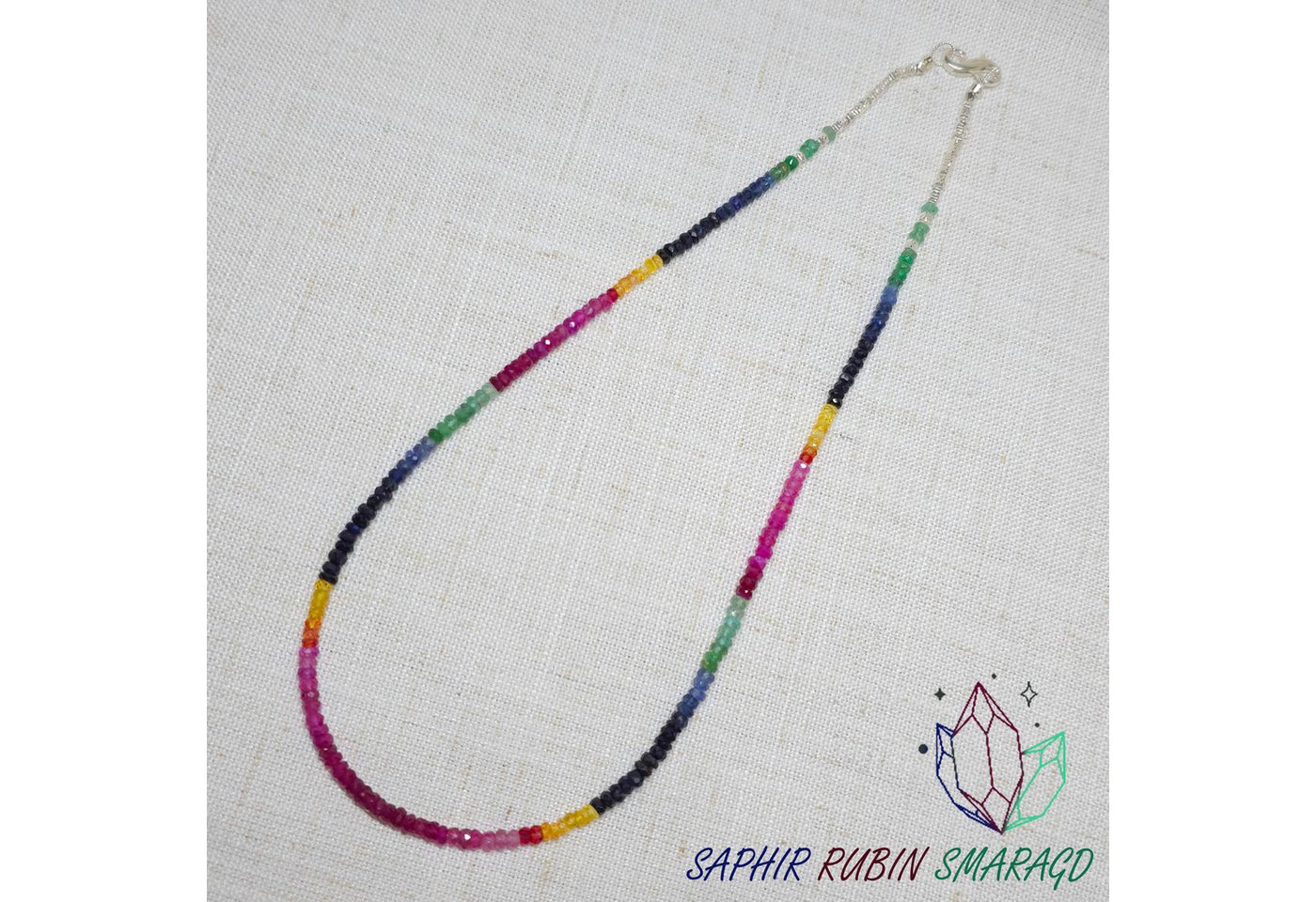 GOLDEN Perlenkette Rubin Saphir Smaragd Collier, Multi Edelsteinkette, Geschenke für Sie GOLDEN Perlenkette Rubin Saphir Smaragd Collier, Multi Edelsteinkette, Geschenke für Sie von GOLDEN