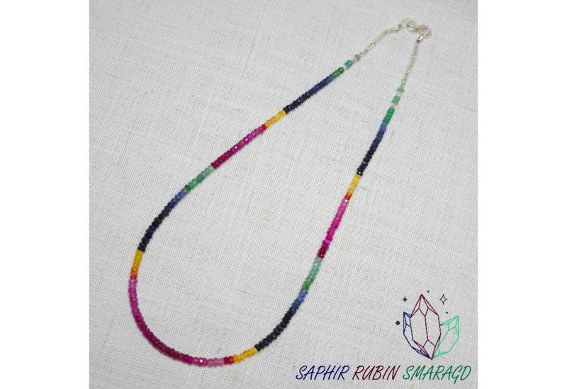 GOLDEN Perlenkette Rubin Saphir Smaragd Collier, Multi Edelsteinkette, Geschenke für Sie GOLDEN Perlenkette Rubin Saphir Smaragd Collier, Multi Edelsteinkette, Geschenke für Sie von GOLDEN