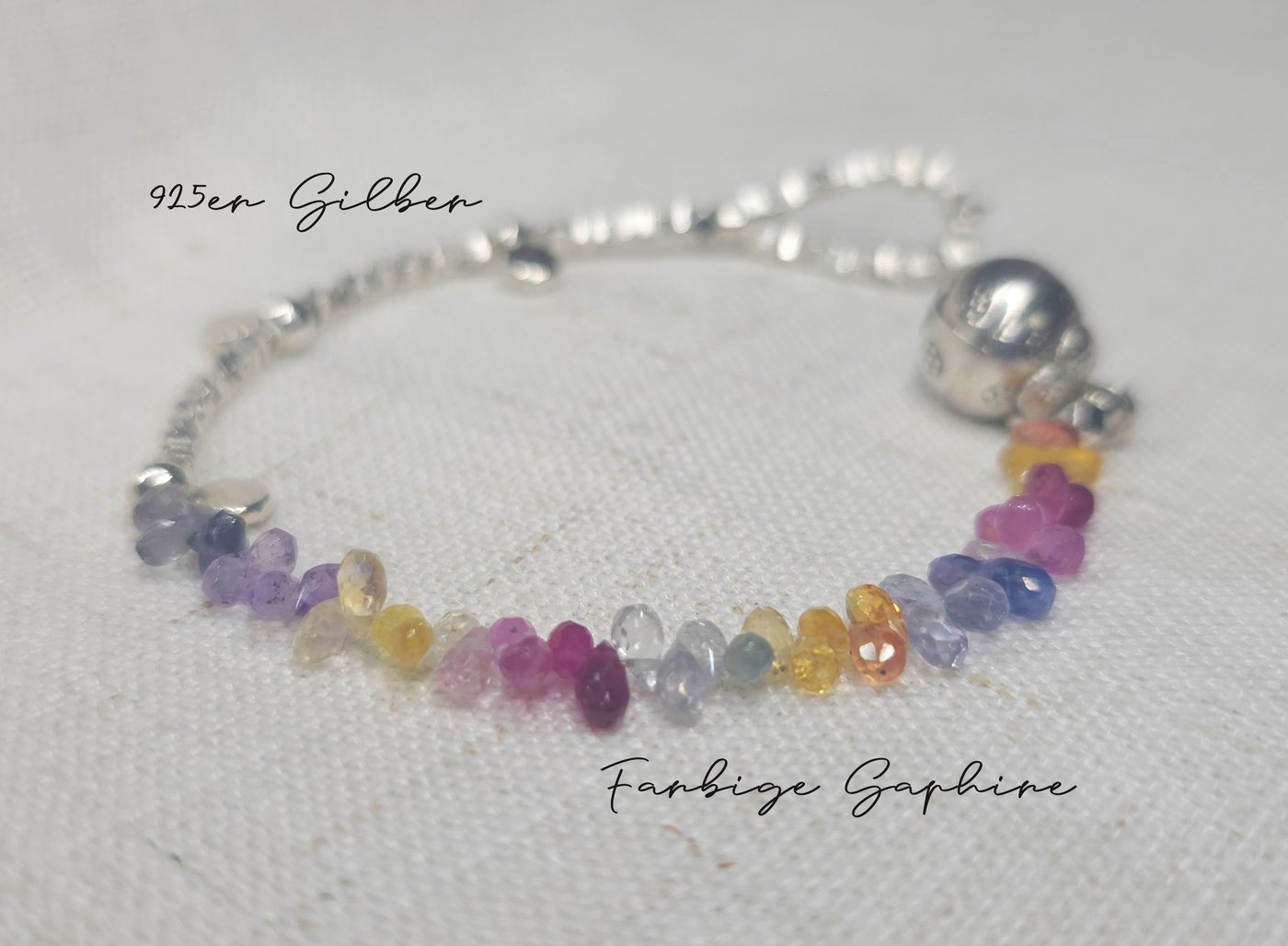 GOLDEN Silberarmband Multicolor Sapphire Armband, Sterling Silber, September Geburtsstein von GOLDEN