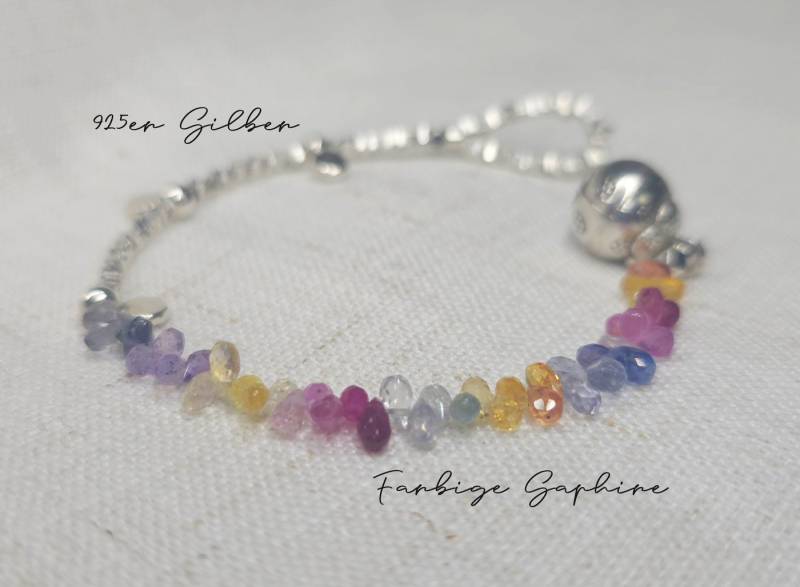 GOLDEN Silberarmband Multicolor Sapphire Armband, Sterling Silber, September Geburtsstein von GOLDEN