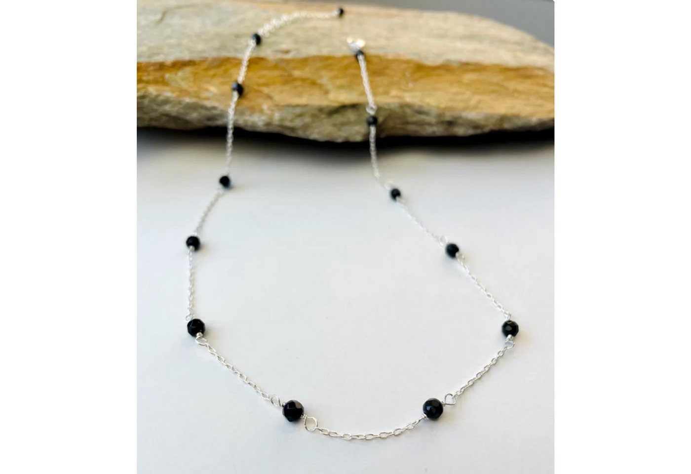 GOLDEN Silberkette Handgefertigte Onyx Gold Halskette, Perlenkette, Geburtstagsgeschenk von GOLDEN