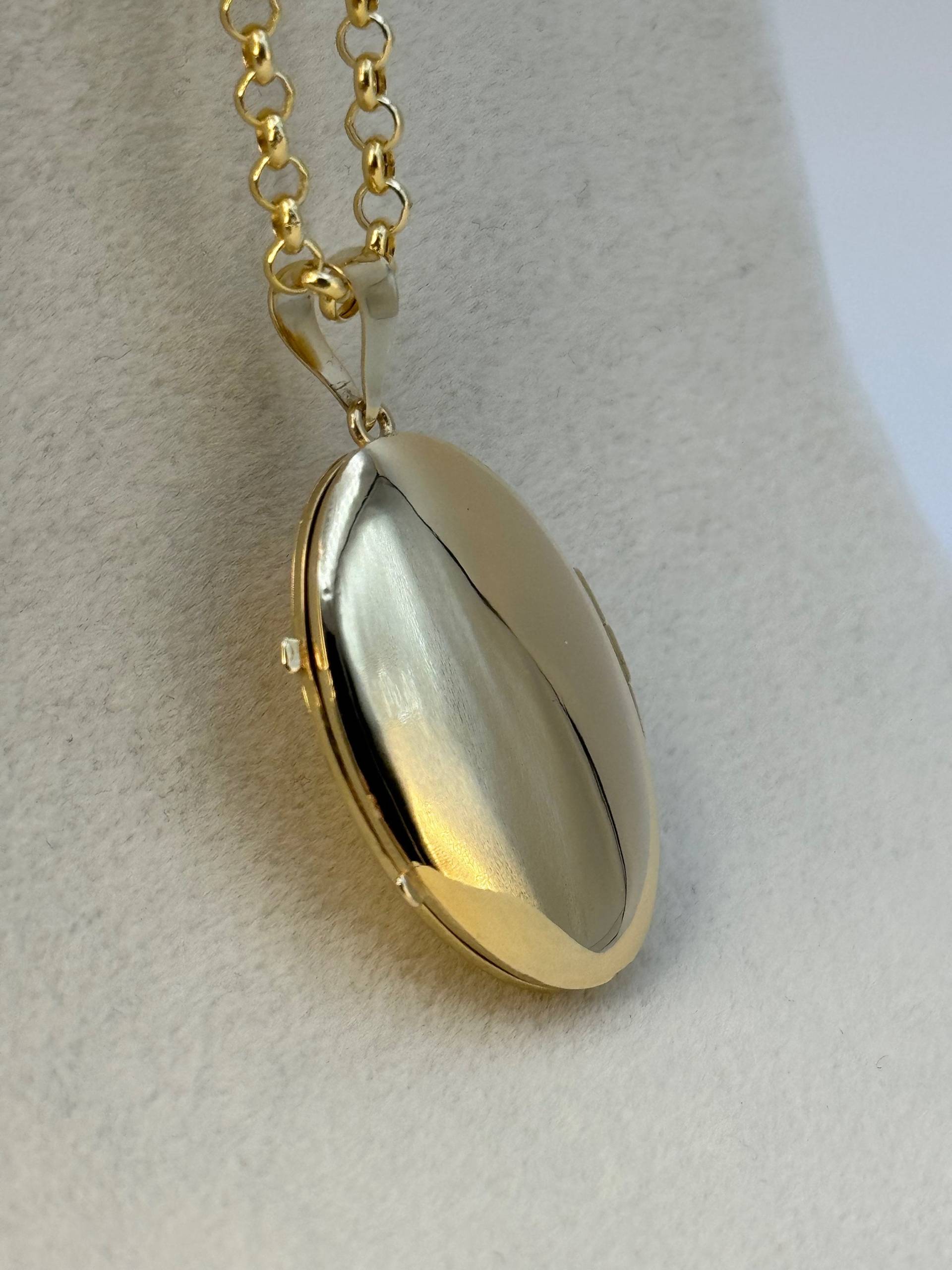 14K Solid Gold Medaillon Halskette Mit 22 "Rolo-Kette, 3 Mm Anhänger, Geburtstagsgeschenk, Für Sie, Jubiläumsgeschenk, Geburtstagsgeschenk von GOLDENMARYCANADA