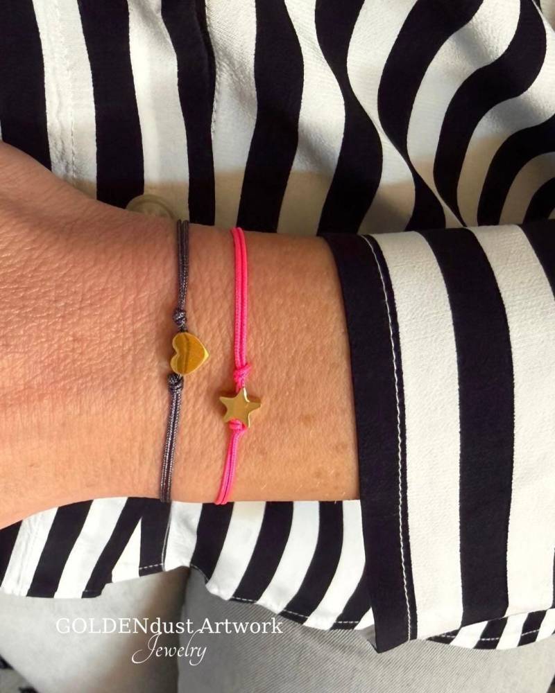 Filigranes Armband Mit Edelstahl Herz Stern, Verstellbares Nylonarmband Farbauswahl, Freundschaftsarmband Kleine Geschenkidee Glücksarmband Filigranes Armband Mit Edelstahl Herz Stern, Verstellbares Nylonarmband Farbauswahl, Freundschaftsarmband Kleine Geschenkidee Glücksarmband von GOLDENdustArtwork