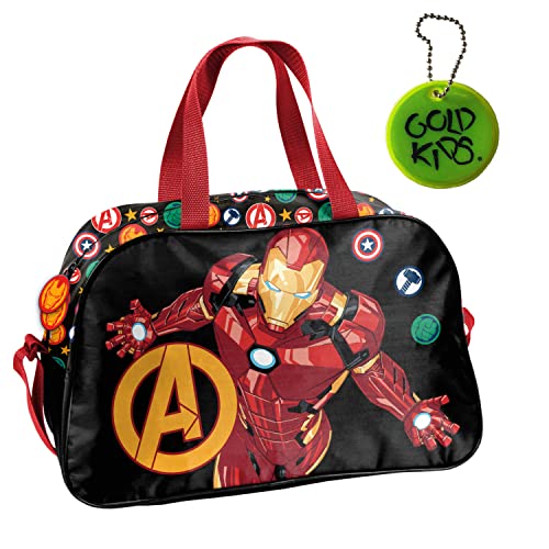 Avengers Marvel Handtasche Sporttasche Trainingstasche Schultertasche Tasche Reisetasche Sport Bag inkl. leuchtender Anhänger von Goldkids