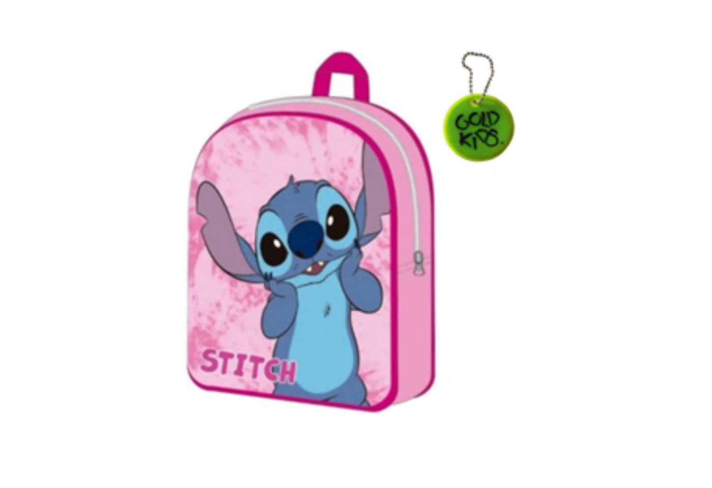 GOLDKIDS Rucksack Kinder Schultasche Kindergarten mit Aufdruck (Kinderrucksack für Mädchen -, 1-tlg., Kinder Geschenk inkl. leuchtende Anhänger), - Stitch Motiv von GOLDKIDS