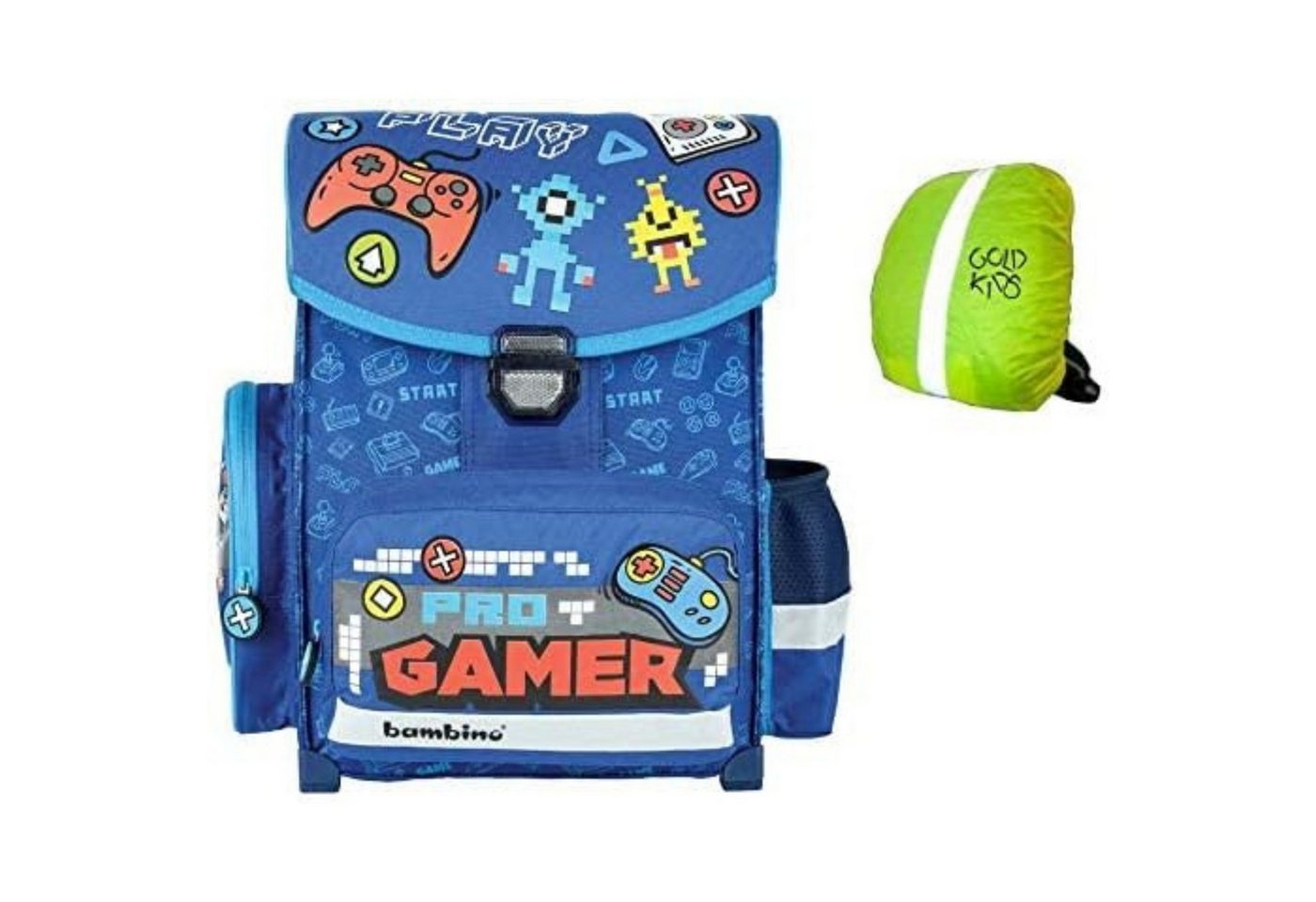 GOLDKIDS Schulranzen Bambino ergonomischer (Schulranzen Ranzen Tornister, 1-tlg., Schultasche Play Game inkl), Regenschutz ab 1.Klasse Grundschule von GOLDKIDS