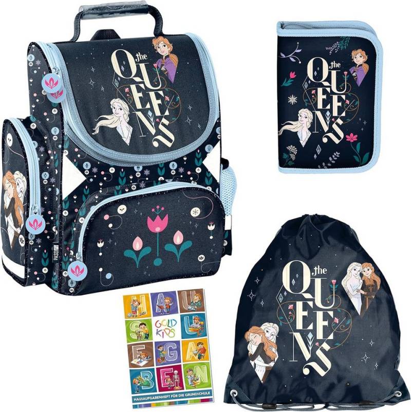 GOLDKIDS Schulranzen Eiskönigin Frozen Schulranzen ergonomischer (Ranzen Federmappe Turnbeutel Aufgabenheft für die, 1-tlg., Grundschule 4er Set. Geeignet ab der), ersten Klasse der Grundschule. von GOLDKIDS