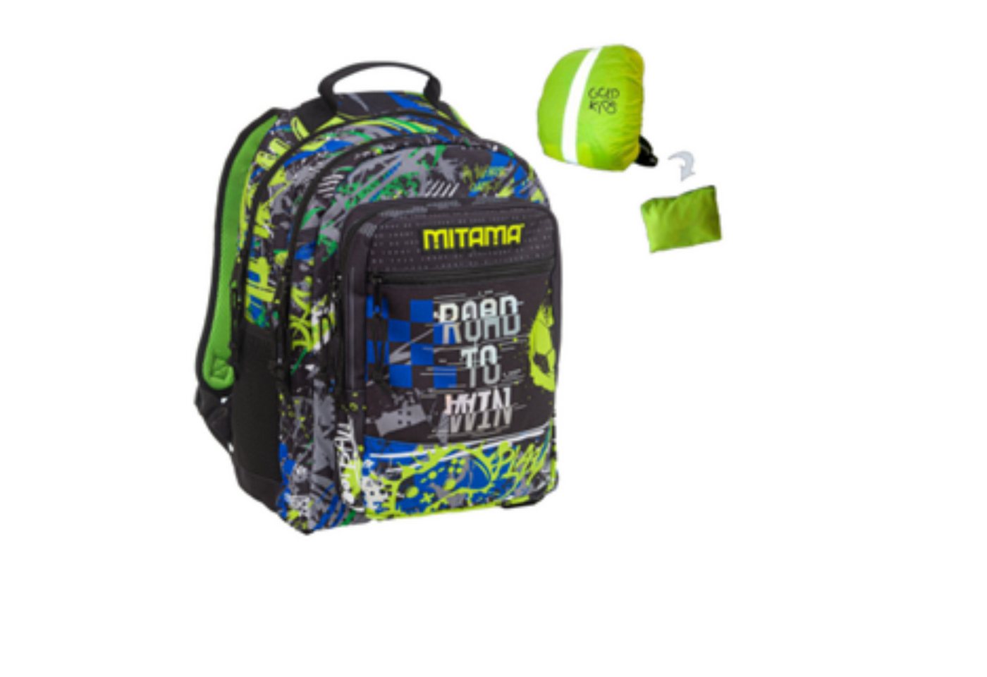 GOLDKIDS Schulranzen Schulrucksack Teenager (Kinderrucksack für Jungen und Mädchen, Ranzen Tornister Schulltasche), und Regenschutz von GOLDKIDS