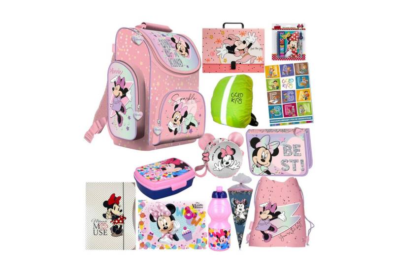 GOLDKIDS Schulranzen Set XXL 13erRanzen Tornister (Federmappe Turnbeutel, 1-tlg., Brotdose Trinkflasche), Aktenmappe - Minnie Motiv 1-3 Klasse von GOLDKIDS
