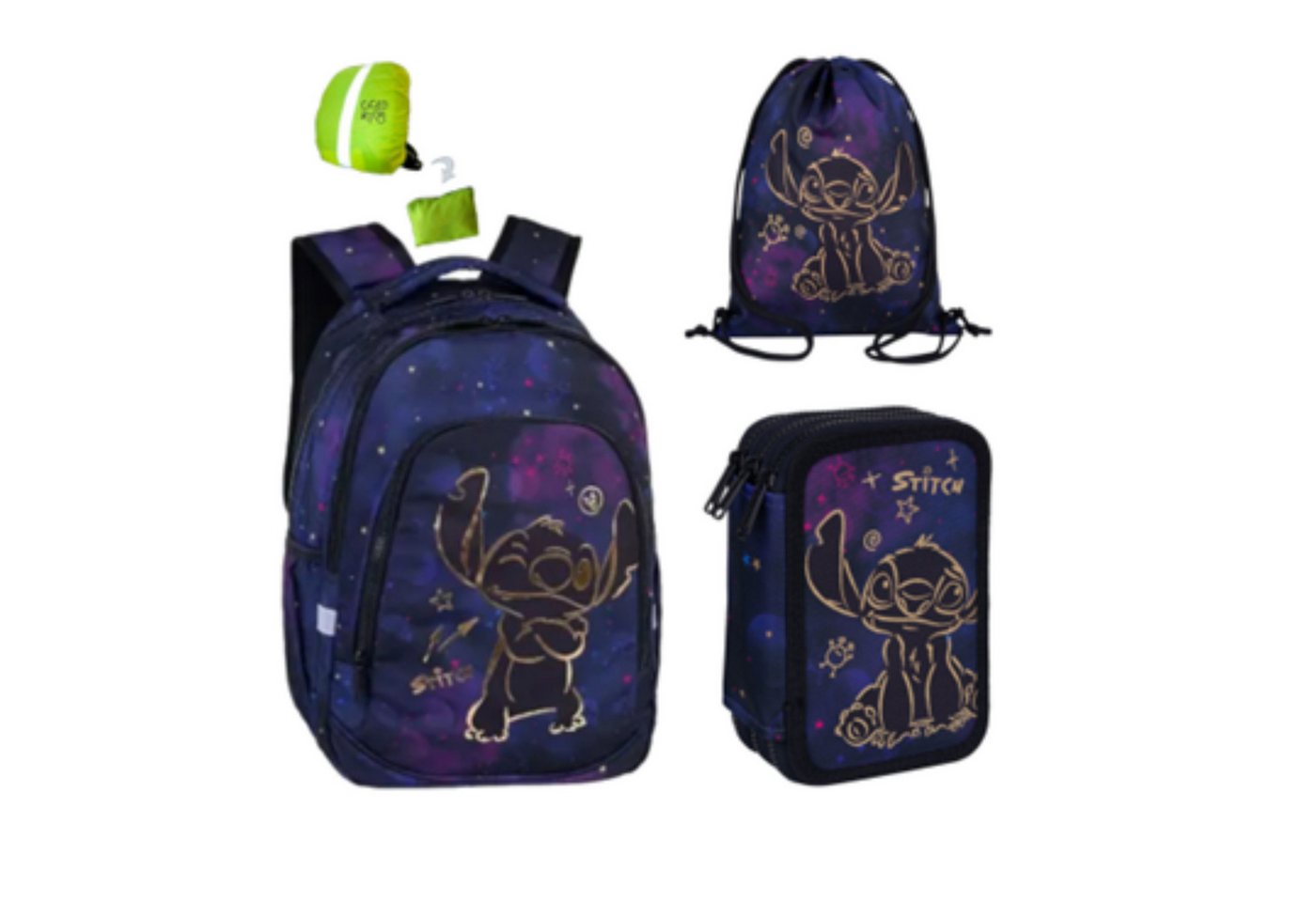 GOLDKIDS Schulranzen für Jungen und Mädchen, 4er-Set - (Schul-Rucksack für Kinder mit Federmäppchen, 1-tlg., - Schuhbeutel und Regenschut) von GOLDKIDS