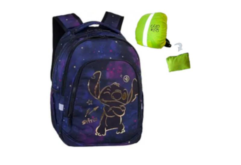 GOLDKIDS Schulrucksack Rucksack Teenager Kinderrucksack (für Jungen und Mädchen, 1-tlg., Ranzen Tornister Schulltasche und Regenschutz), - Stitch Motiv von GOLDKIDS