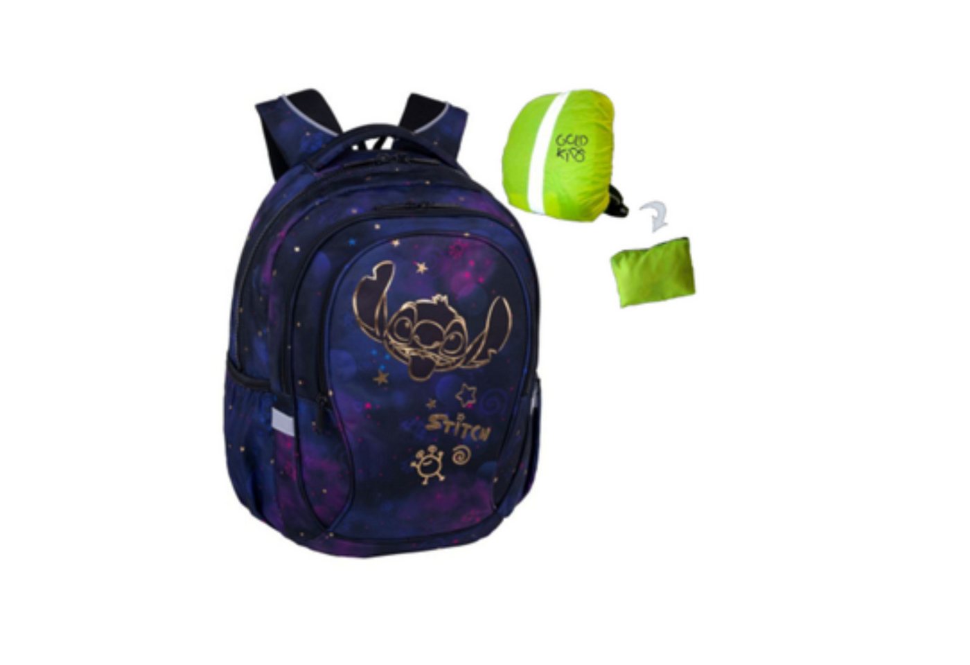 GOLDKIDS Schulrucksack Rucksack eenager Kinderrucksack (für Jungen und Mädchen, 1-tlg., Ranzen Tornister Schulltasche und Regenschutz), - Stitch Motiv von GOLDKIDS