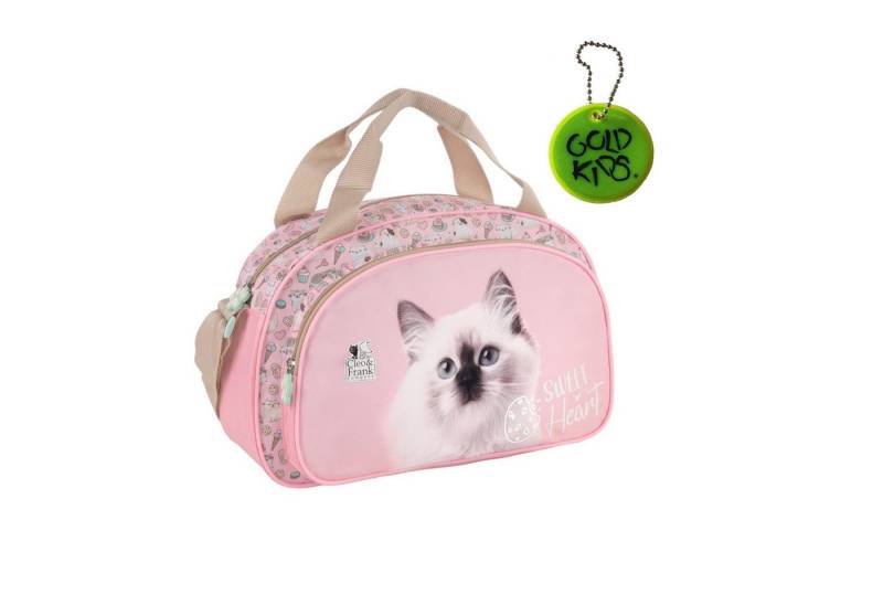 GOLDKIDS Sporttasche Kinder für Mädchen & Jungen - Umhängetasche mit Katze Motiv - (Schwimmtasche mit, 1-tlg., verstärktem Boden), - Trainingstasche 39 cm x 24 cm x 12 cm von GOLDKIDS