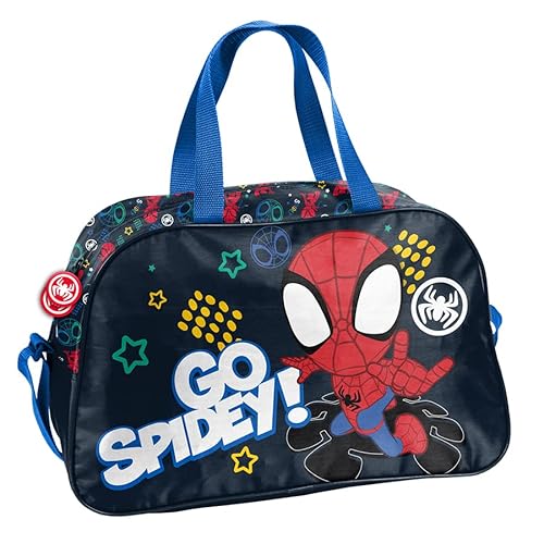 Spidey Spiderman Handtasche Sporttasche Trainingstasche Schultertasche Tasche Reisetasche Sport Bag inkl. leuchtender Anhänger von Goldkids