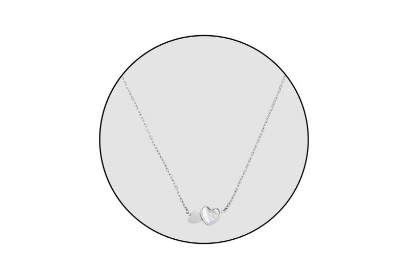 GOLDKLEIN Edelstahlkette Edelstahl Schmuck Perlmutt Doppelherz Halskette, Damen, inkl. Geschenkbox von GOLDKLEIN
