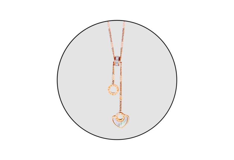 GOLDKLEIN Kette mit Anhänger Edelstahl Perlmutt Herz Schmuck Halskette, Damen, inkl. Geschenkbox von GOLDKLEIN