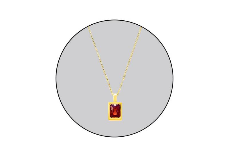 GOLDKLEIN Kette mit Anhänger Edelstahl vergoldet Schmuck Stein mit verschiedene Farben, Damen, inkl. Geschenkbox von GOLDKLEIN