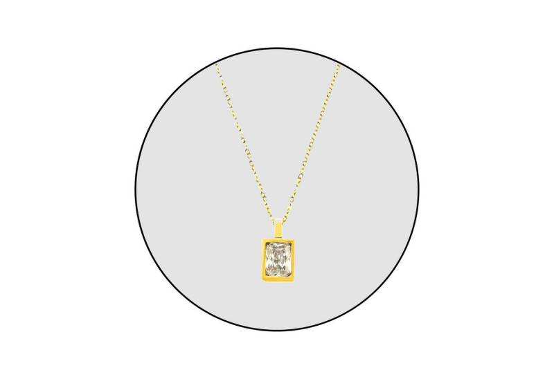 GOLDKLEIN Kette mit Anhänger Edelstahl vergoldet Schmuck Stein mit verschiedene Farben, Damen, inkl. Geschenkbox von GOLDKLEIN