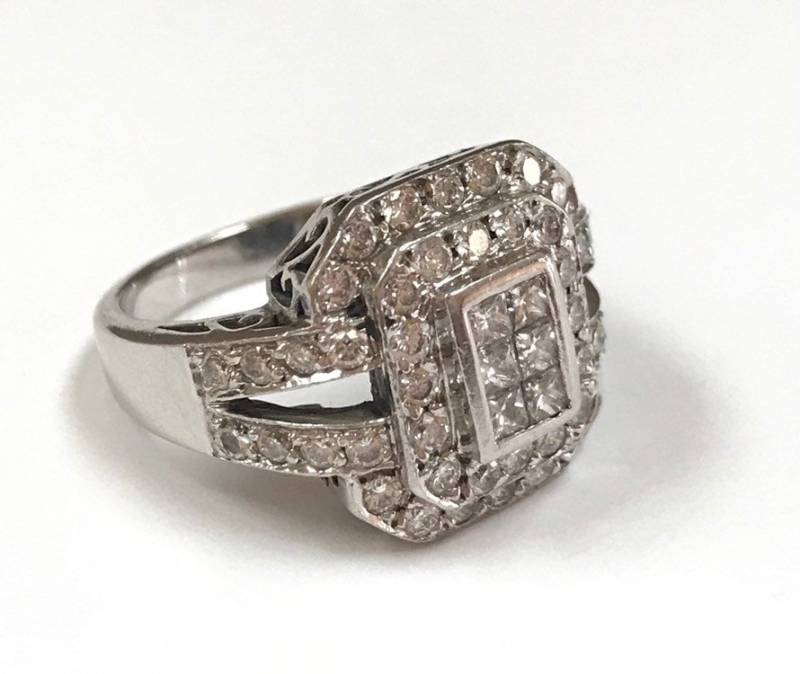 14K Solid White Gold Diamant-Ring Größe 7.5 von GOLDKNOX