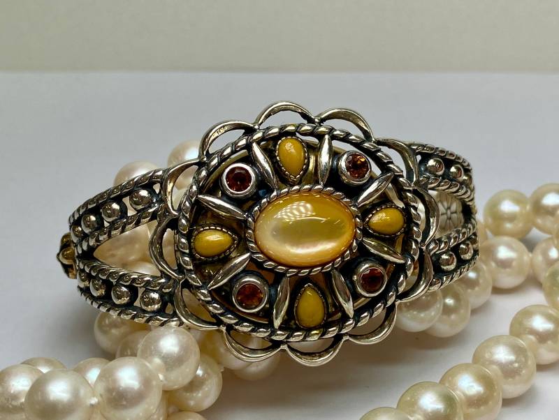 Carolyn Pollack Relios Sterling Silber Mop & Citrin Manschette Armband von GOLDKNOX