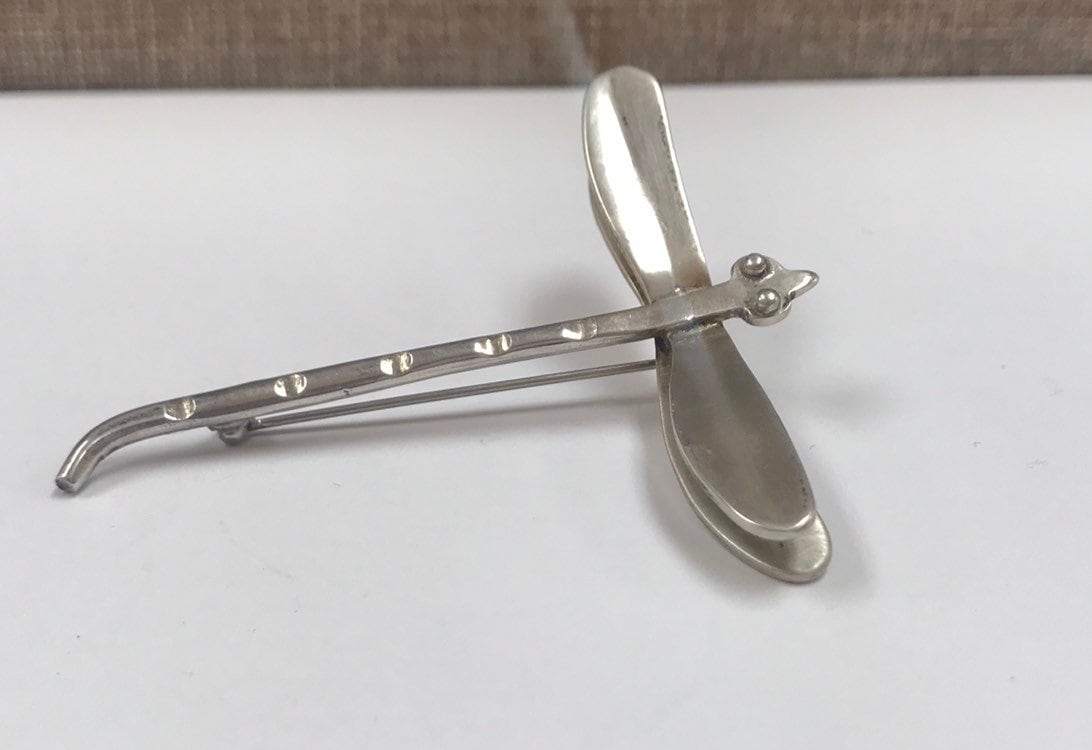 Große Vintage Mexiko 925 Sterling Silber 3D Libelle Brosche/Anstecknadel von GOLDKNOX