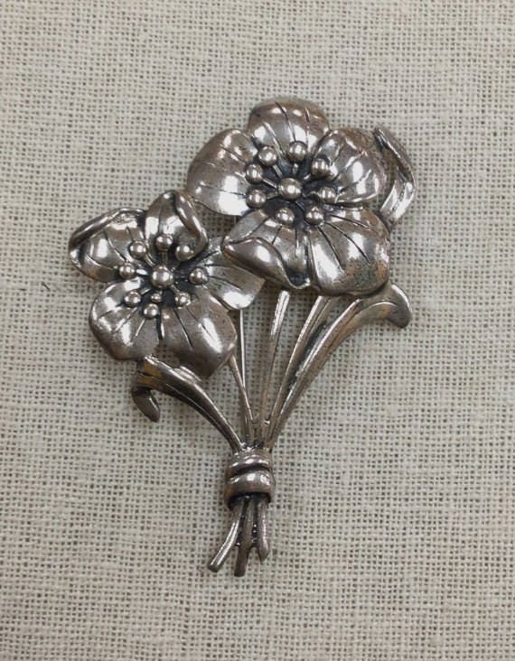 Jahrgang 925 Sterling Silber Blume Brosche/Pin Kostenloser Us-Versand von GOLDKNOX