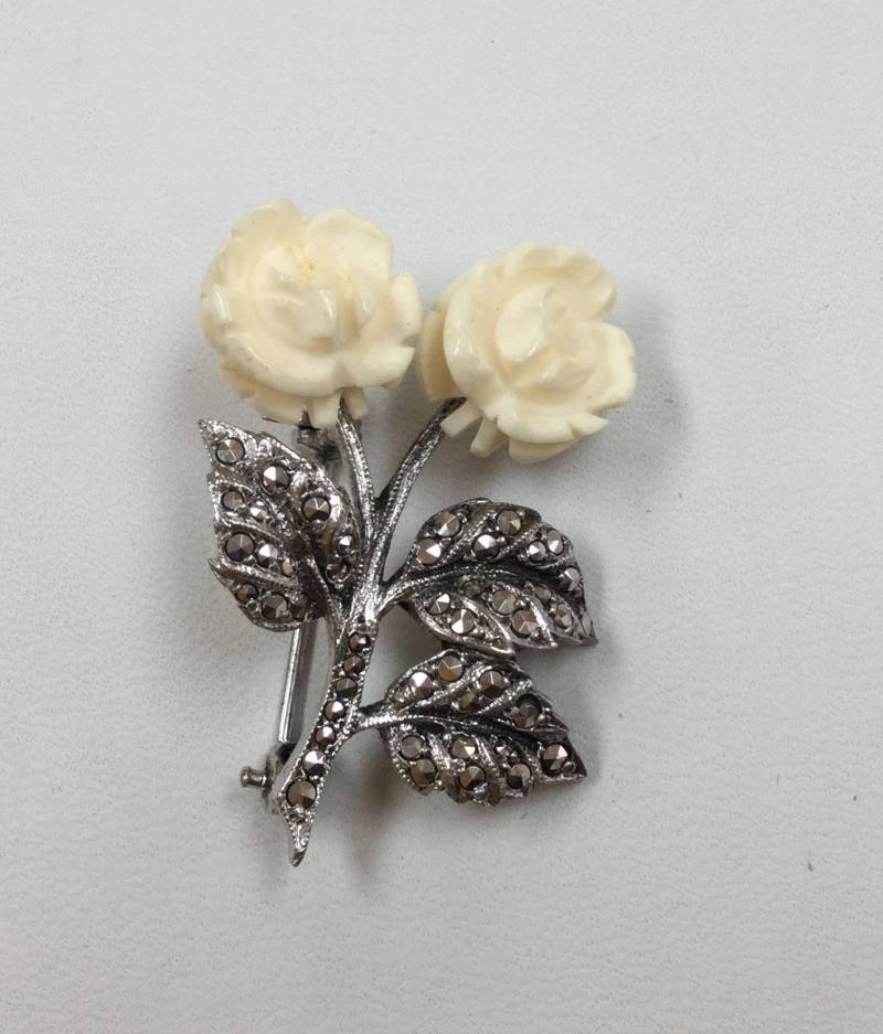 Jahrgang 925 Sterling Silber Markasit Blume/Brosche Kostenlose Versand Jahrgang 925 Sterling Silber Markasit Blume/Brosche Kostenlose Versand von GOLDKNOX