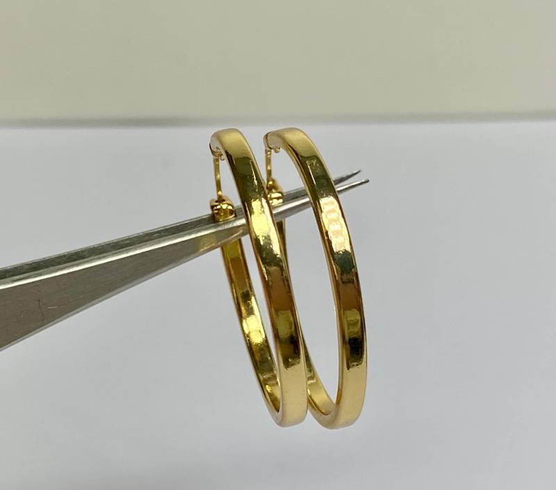 Schlichte Und Leichte Gelb Gold Vergoldet 925 Sterling Silber 1 "Creolen von GOLDKNOX