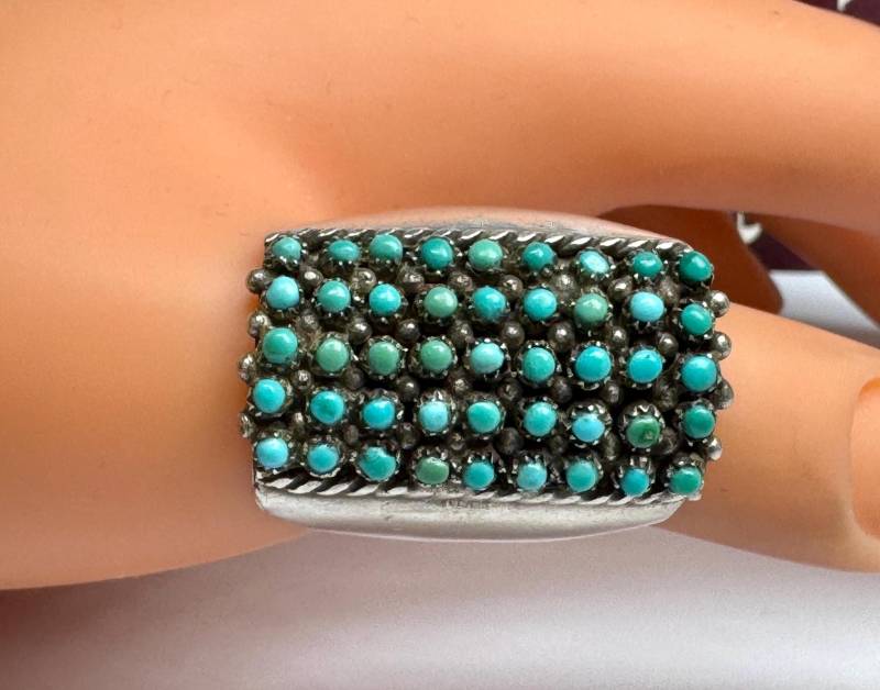 Vintage Atemberaubende Ureinwohner Signiert Peter Haloo Zuni Sterling Silber & Türkis Ring von GOLDKNOX