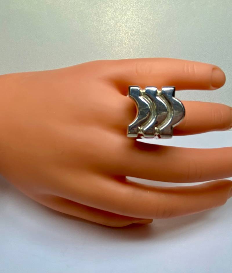 Vintage Signierter Charles Krypell Großer 925 Sterling Silber Ring Größe 6 3/4 von GOLDKNOX