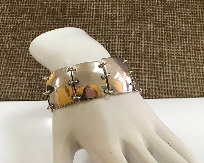 Vintage Sterling Silber Link Armreif von GOLDKNOX