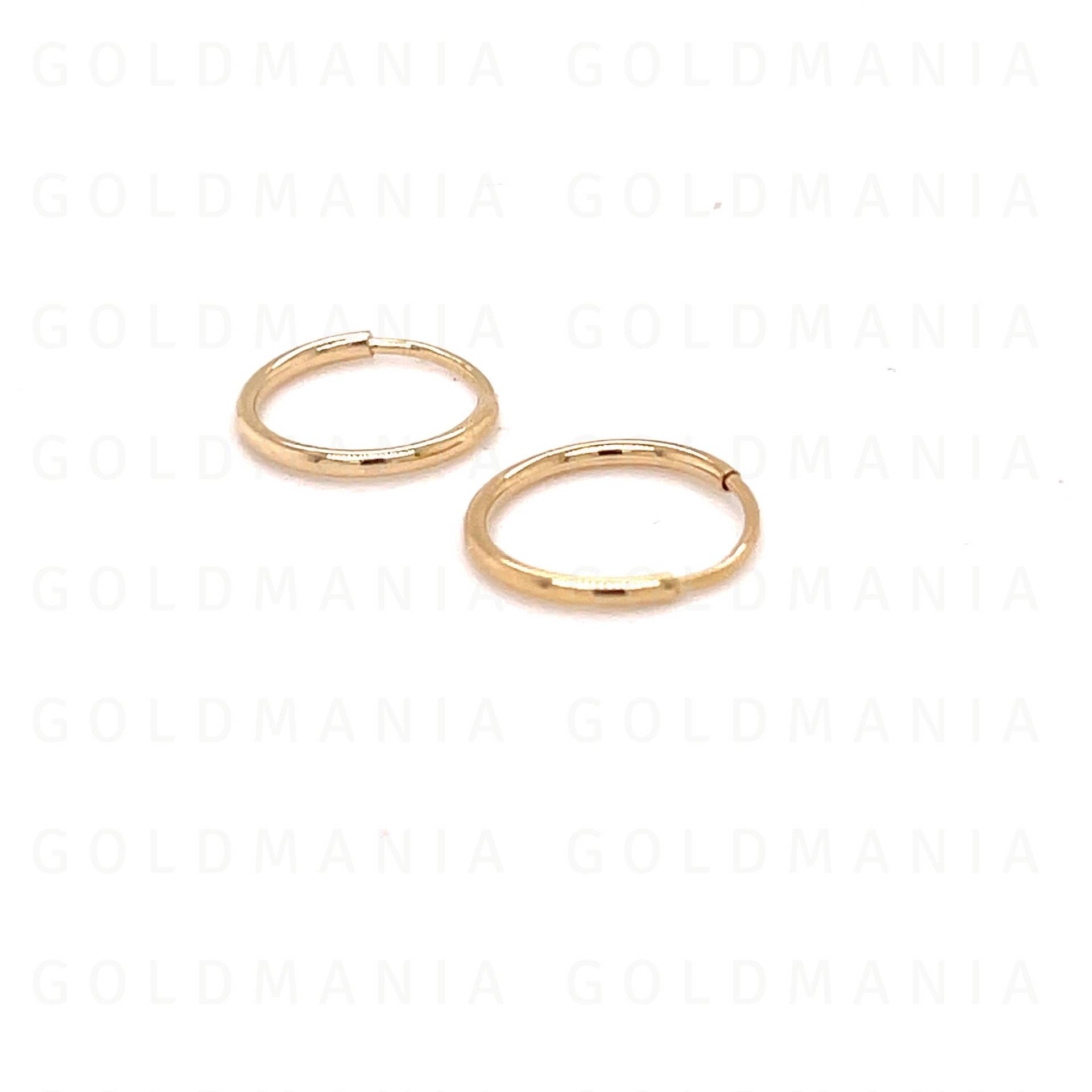 14K Gelbgold Hoop Ohrring Set, 15mm, Echtes Gold Creolen, Kleine Endlos Dünne Frauen von GOLDMANIA